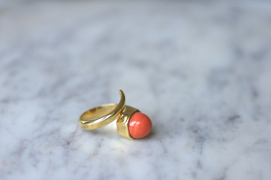 Gold and coral ring