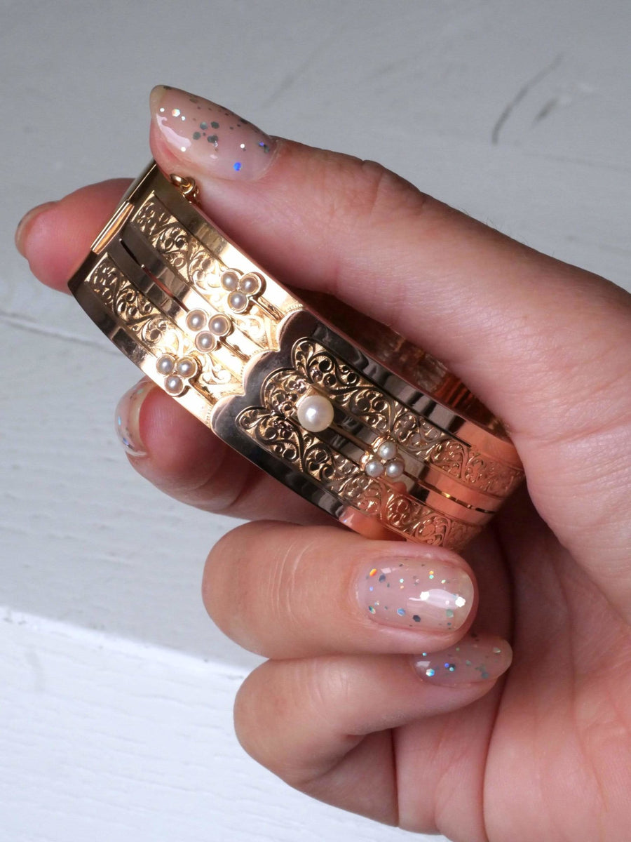 Pink gold and pearl cufflink - Galerie Pénélope