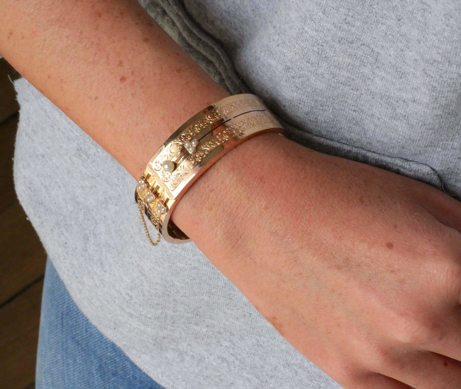 Pink gold and pearl cufflink - Galerie Pénélope
