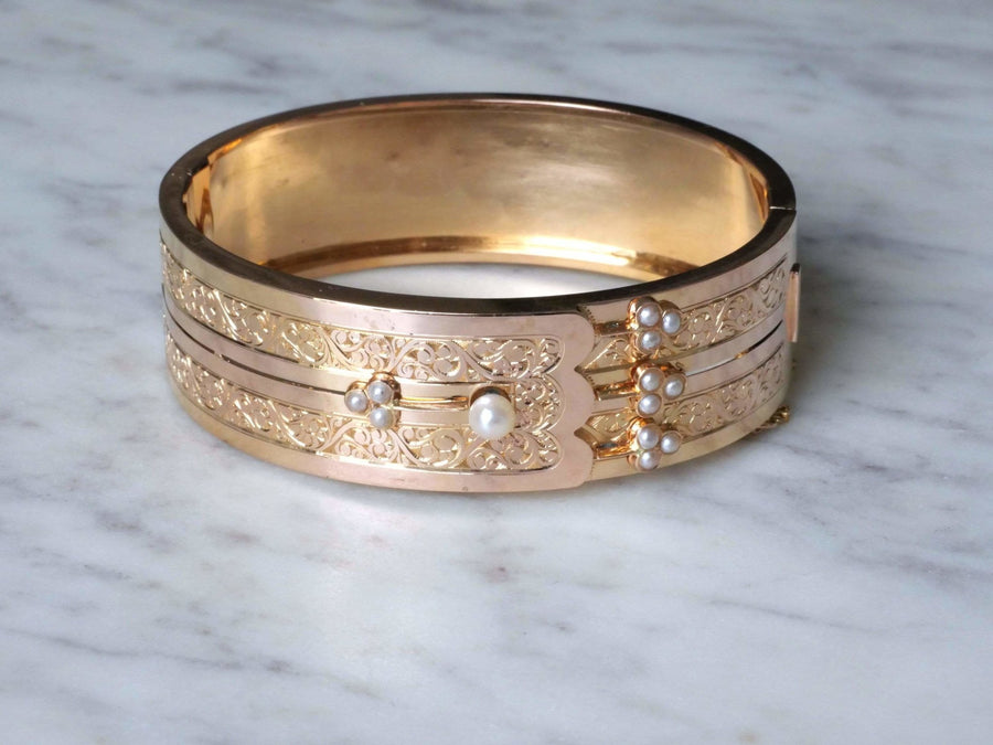 Pink gold and pearl cufflink - Galerie Pénélope