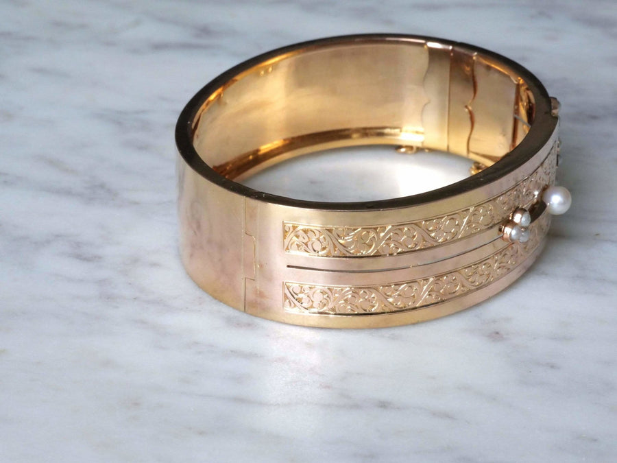 Pink gold and pearl cufflink - Galerie Pénélope