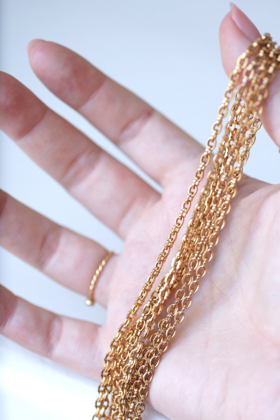 Long necklace, long necklace, antique chain, rose gold - Galerie Pénélope