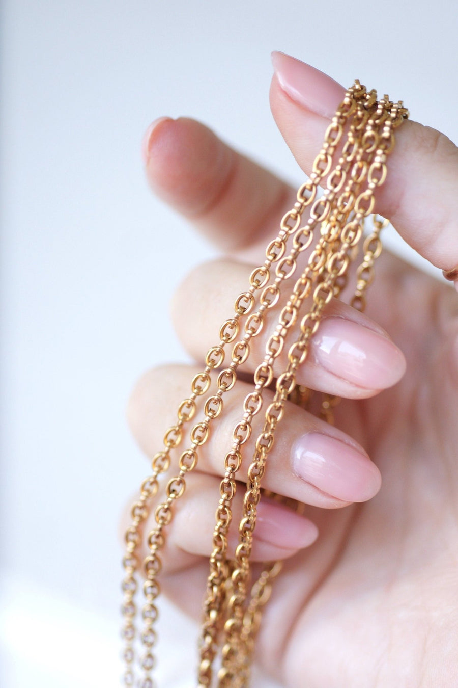 Long necklace, long necklace, antique chain, rose gold - Galerie Pénélope