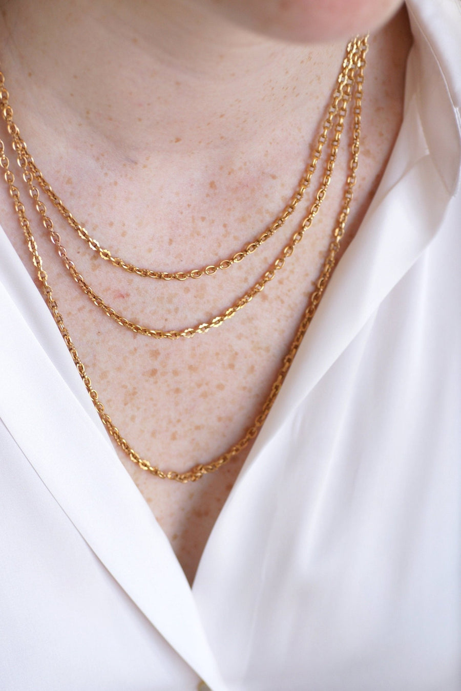 Long necklace, long necklace, antique chain, rose gold - Galerie Pénélope