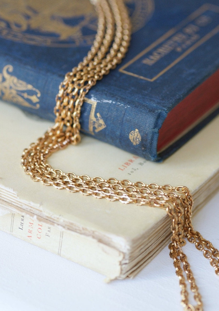 Long necklace, long necklace, antique chain, rose gold - Galerie Pénélope
