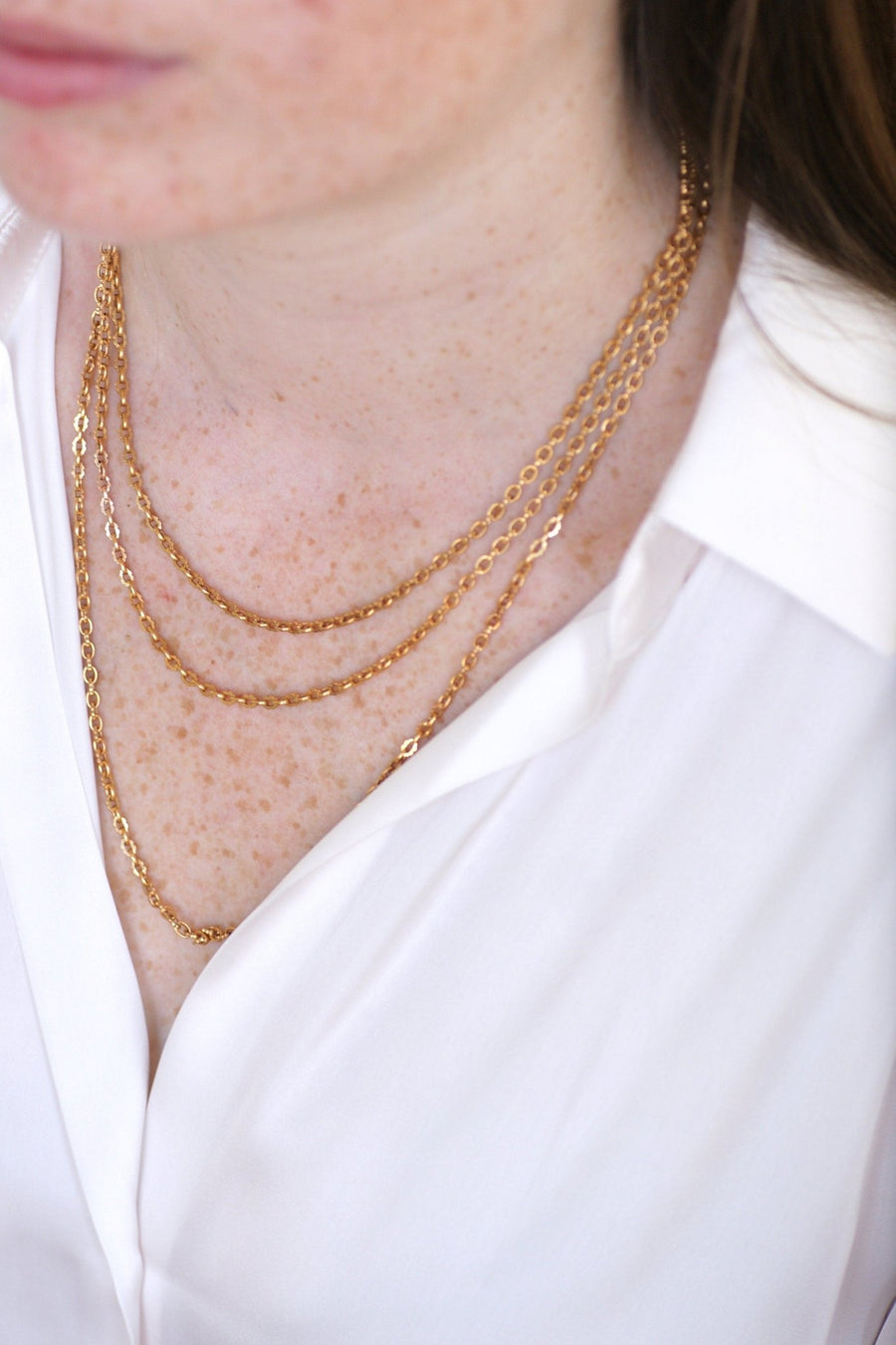 Long necklace, long necklace, antique chain, rose gold - Galerie Pénélope