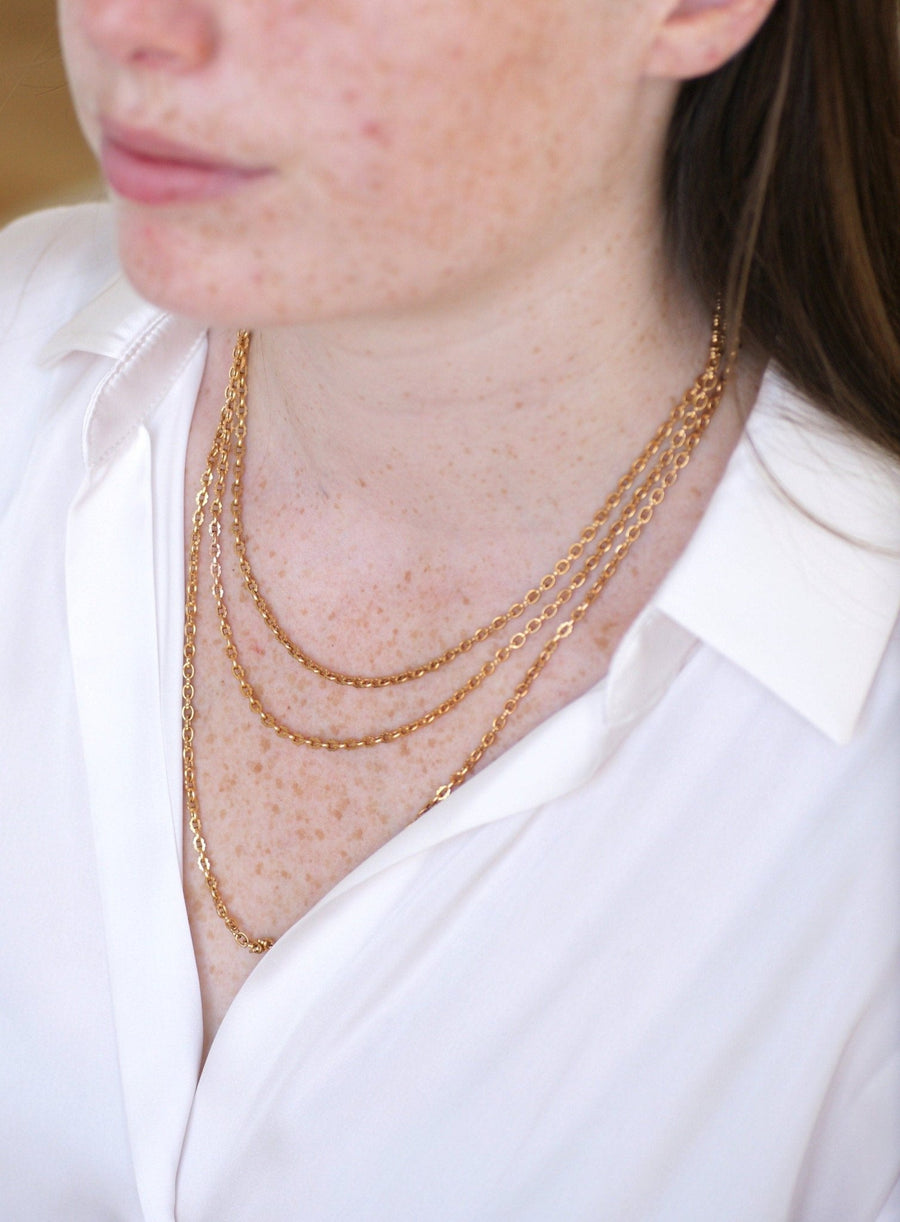 Long necklace, long necklace, antique chain, rose gold - Galerie Pénélope