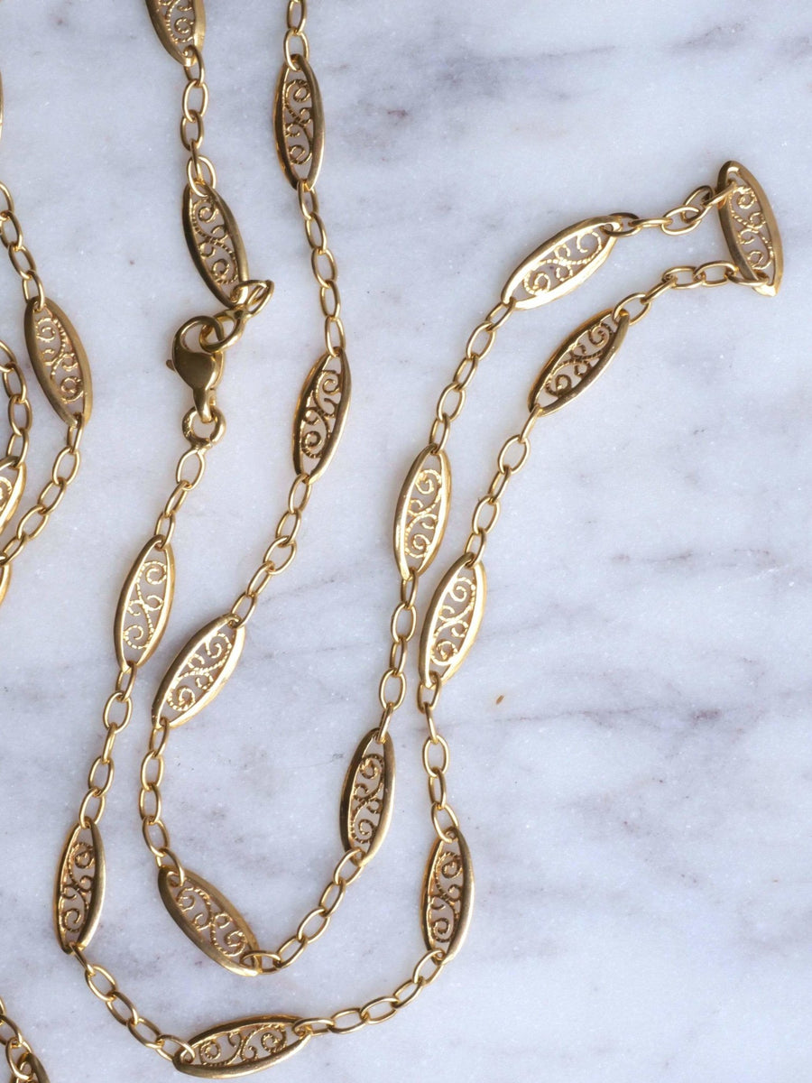 Long antique filigree chain - Penelope Gallery