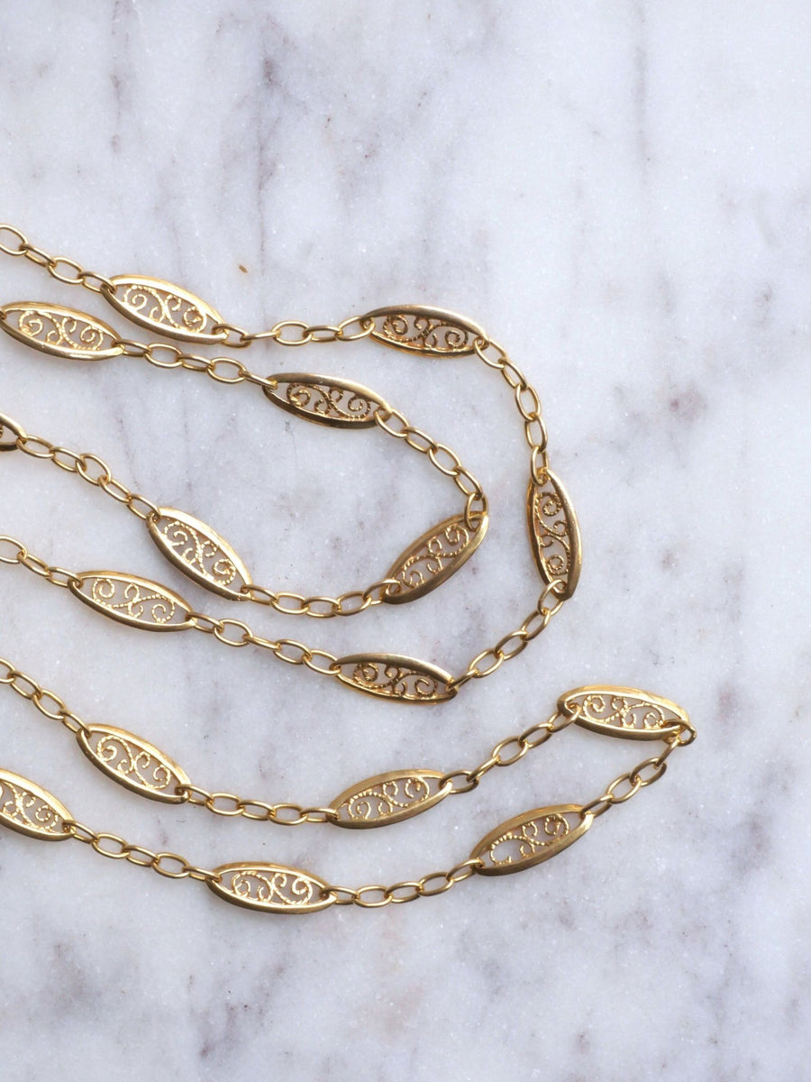 Long antique filigree chain - Penelope Gallery
