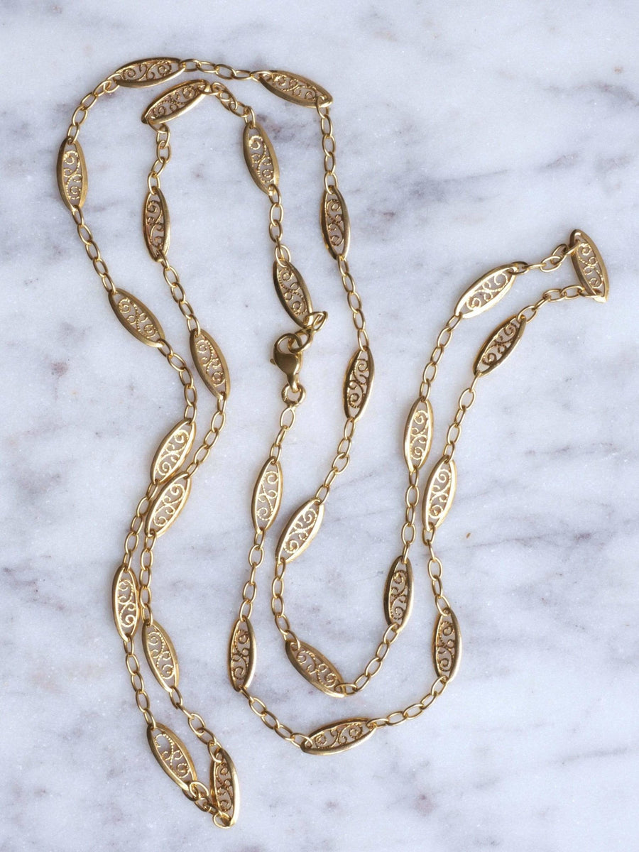 Long antique filigree chain - Penelope Gallery
