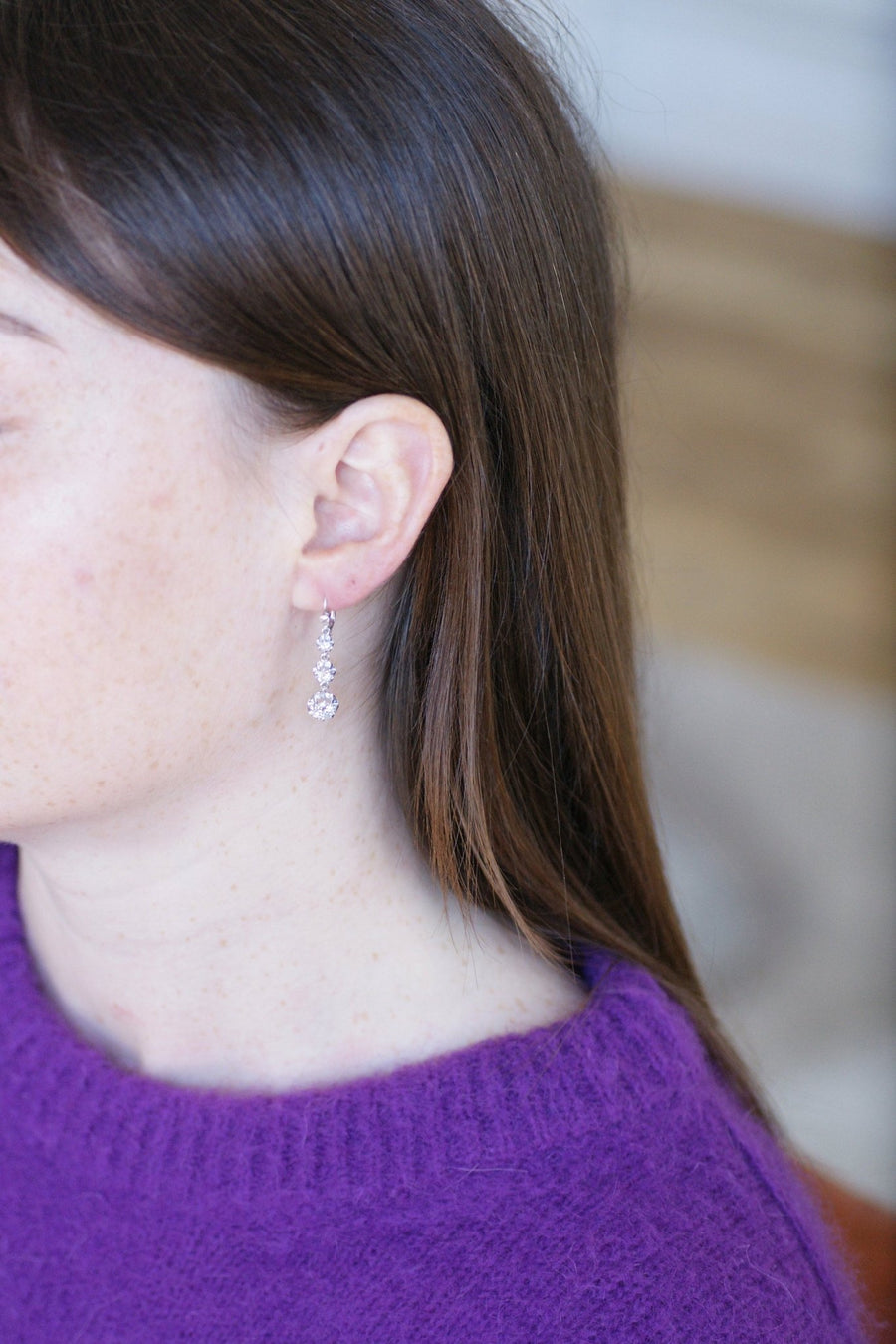 Long diamond sleepers on white gold - Galerie Pénélope