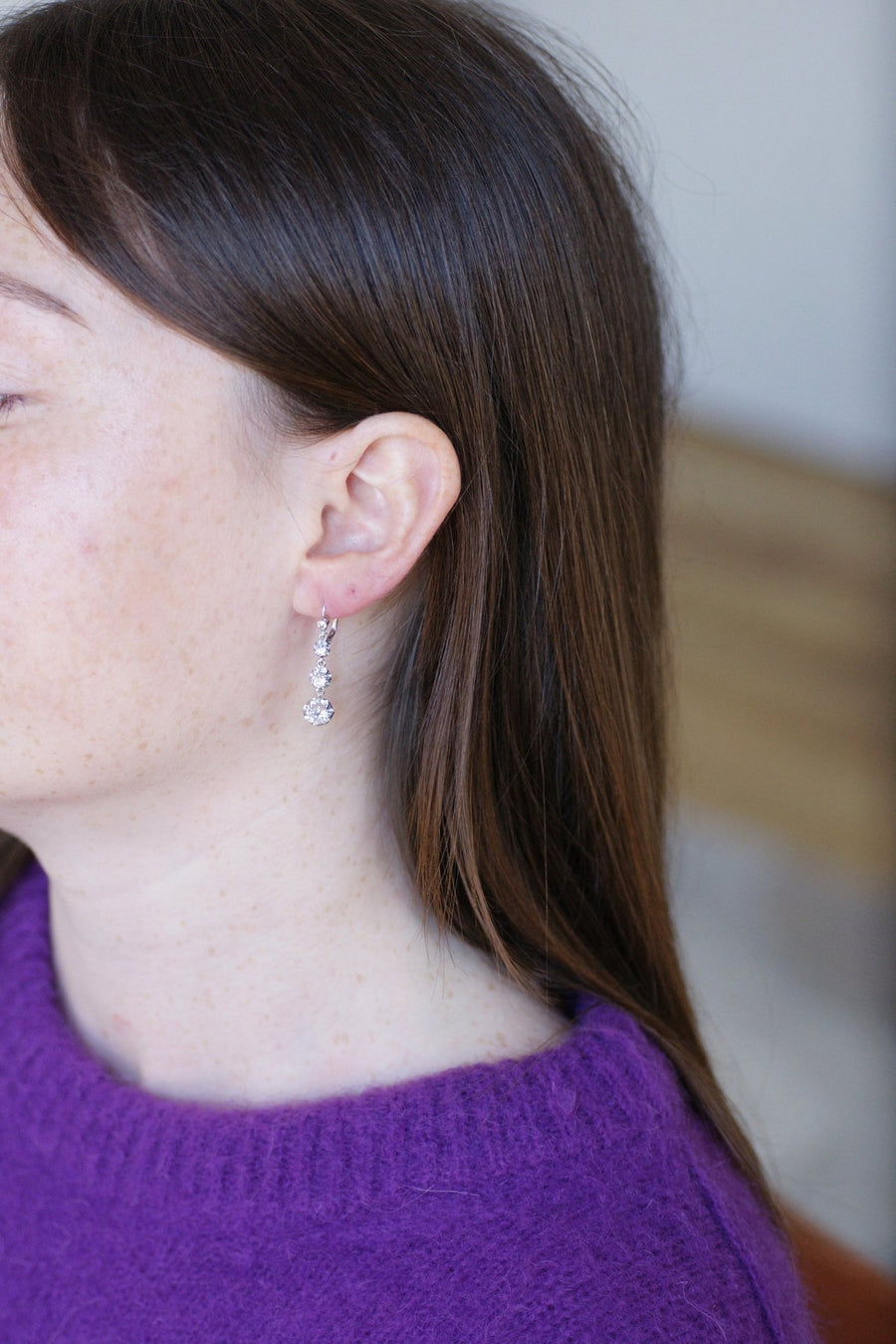 Long diamond sleepers on white gold - Galerie Pénélope