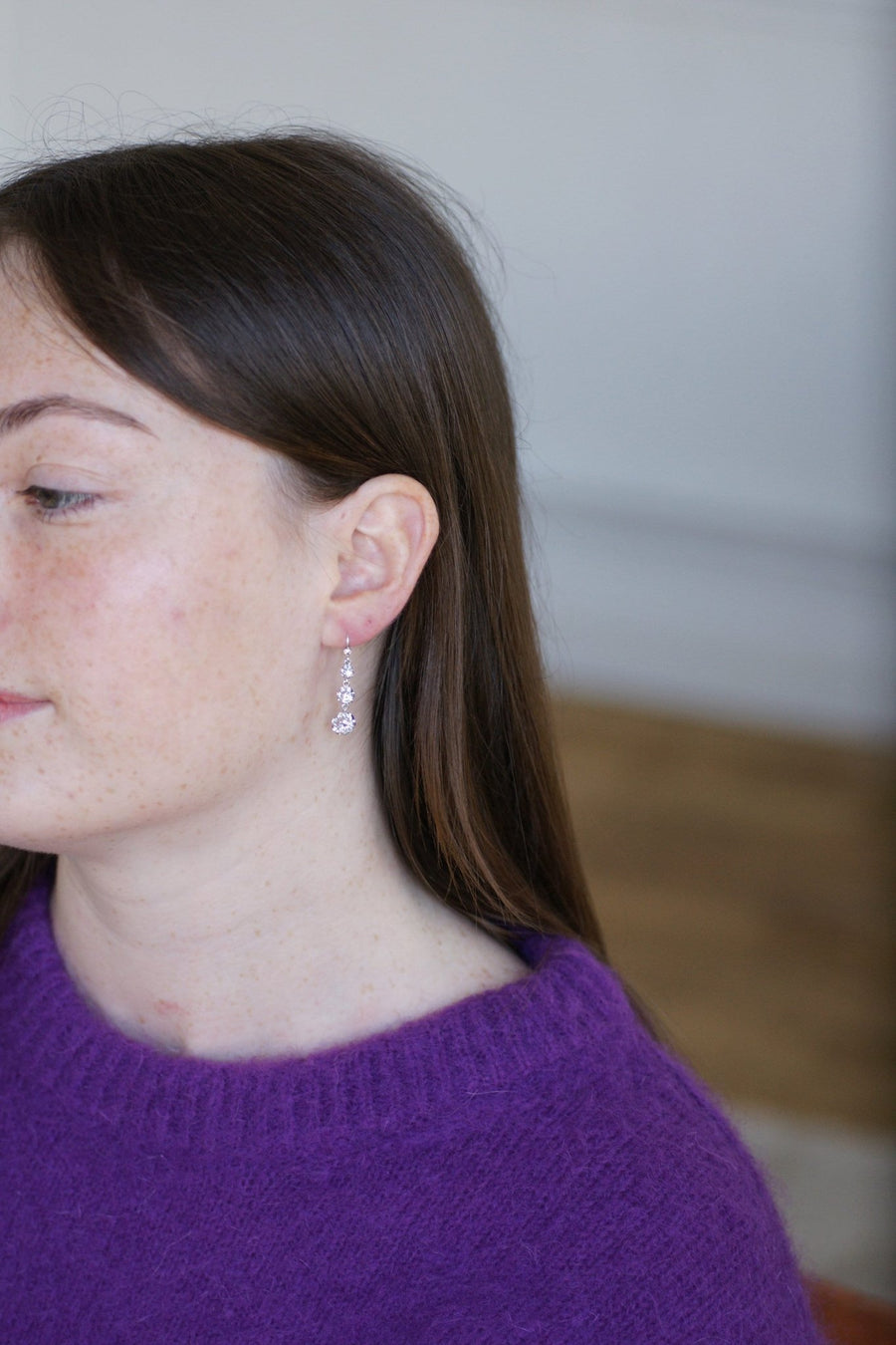 Long diamond sleepers on white gold - Galerie Pénélope