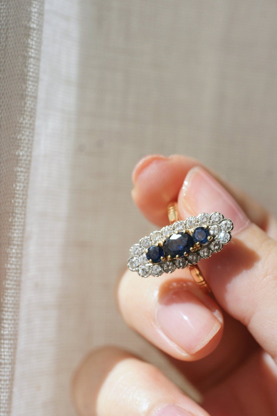 Vintage Marquise diamonds and sapphires - Penelope Gallery
