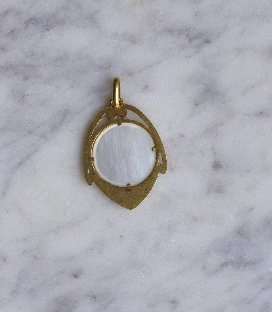 Art Nouveau medal Virgin on mother of pearl - Penelope Gallery
