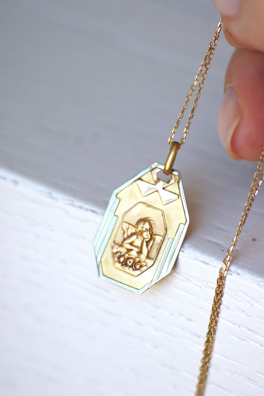 Art Deco Angel Thinker Gold Medal - Penelope Gallery