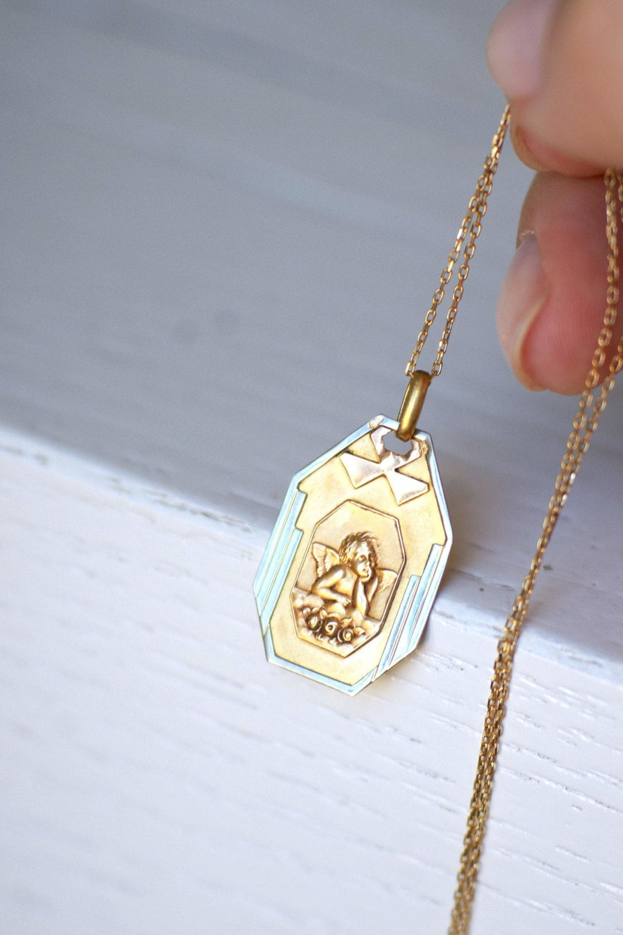 Art Deco Angel Thinker Gold Medal - Penelope Gallery