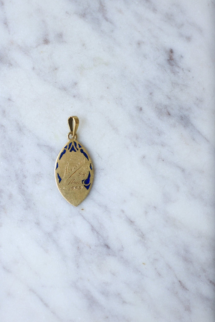 Gold enamel medal Virgin Mary, Dropsy - Penelope Gallery