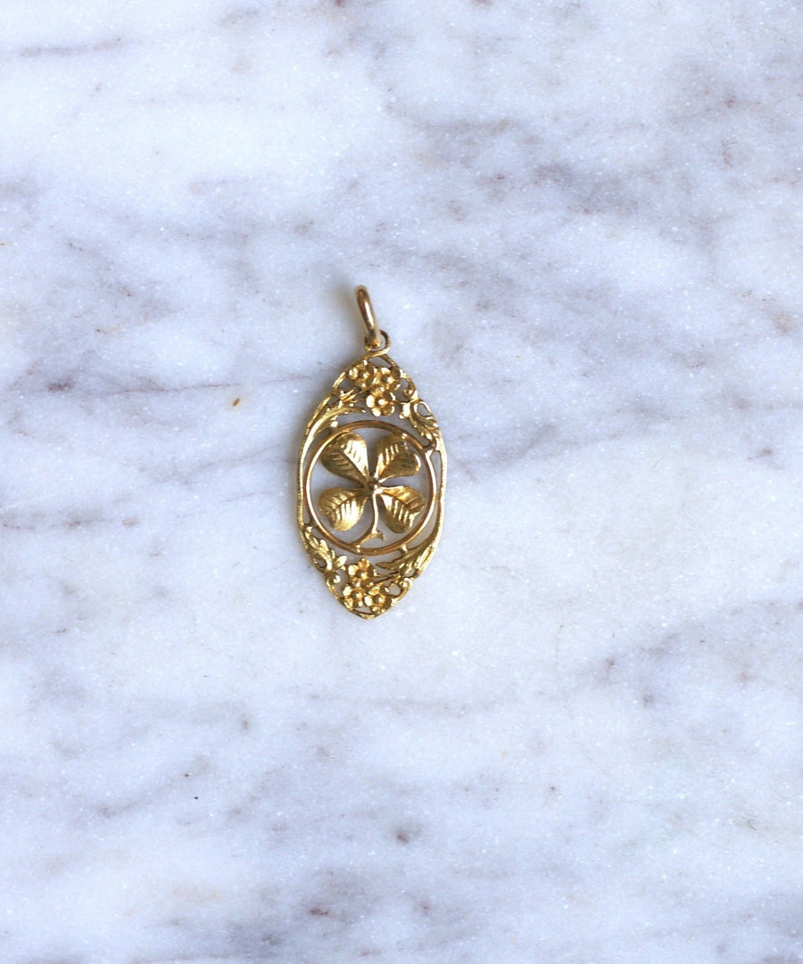 Art Nouveau gold clover medal - Penelope Gallery