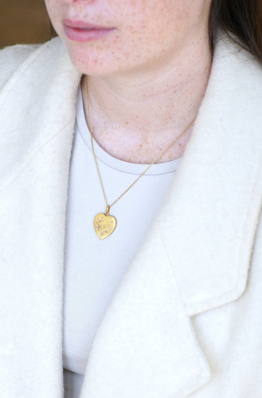 Heart opening medallion in gold, diamonds and pearls - Galerie Pénélope