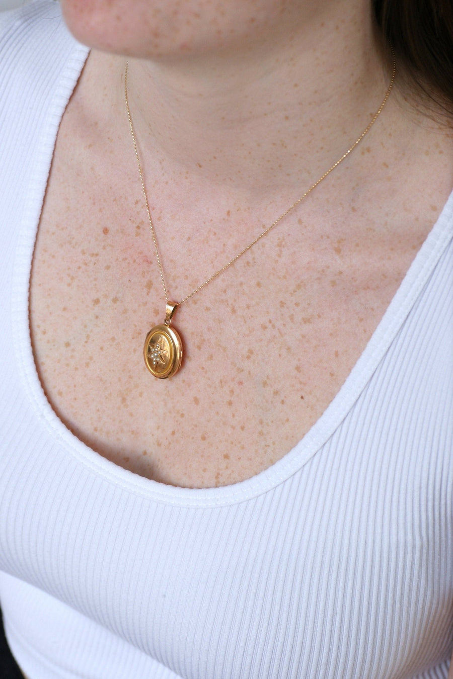 Gold and pearl star medallion photo holder - Galerie Pénélope