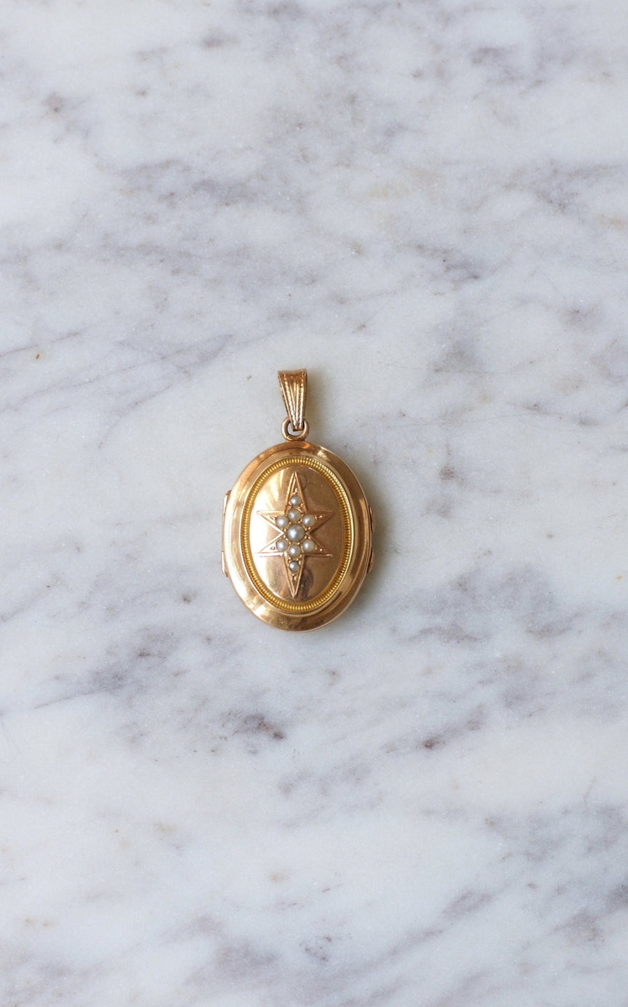 Gold and pearl star medallion photo holder - Galerie Pénélope