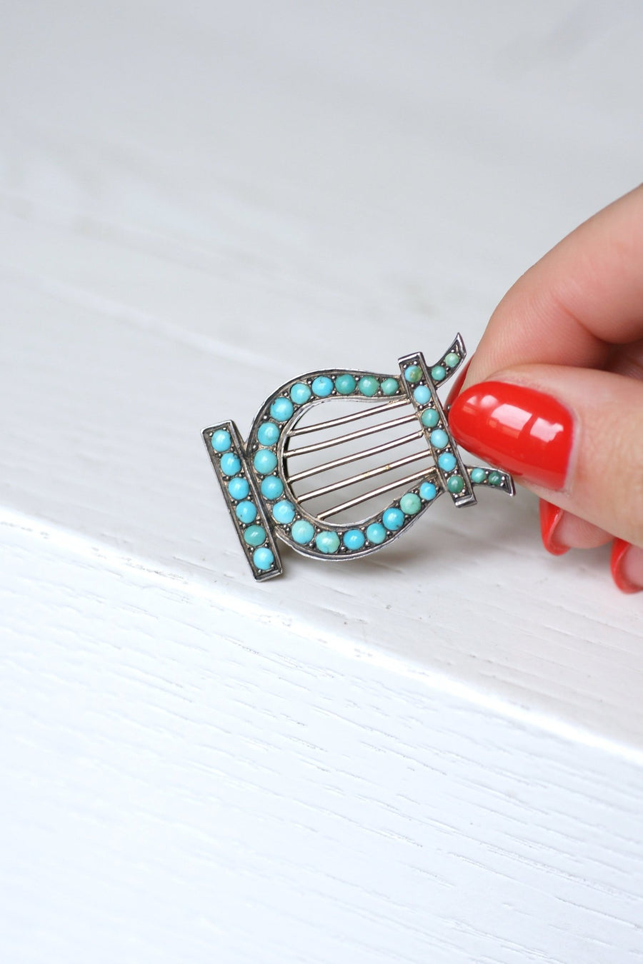 Silver Lyre and Turquoise Medallion - Penelope Gallery