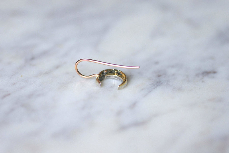 Antique gold and diamond crescent moon earring - Galerie Pénélope