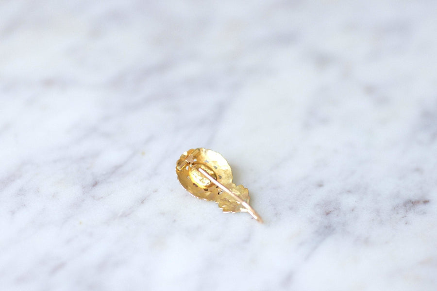 Mono antique gold and pink stone earring - Galerie Pénélope