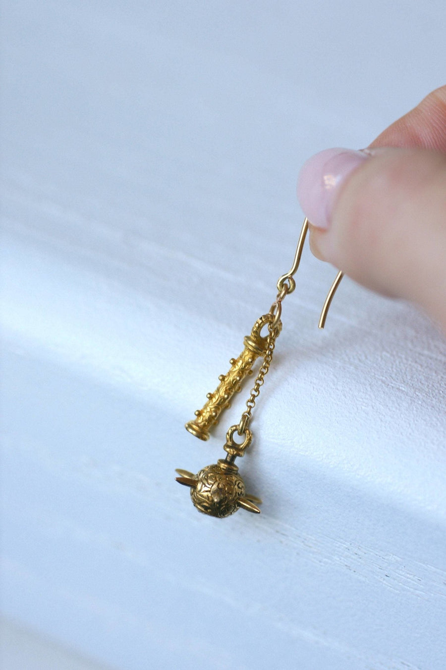 Medieval gold flail earrings - Penelope Gallery