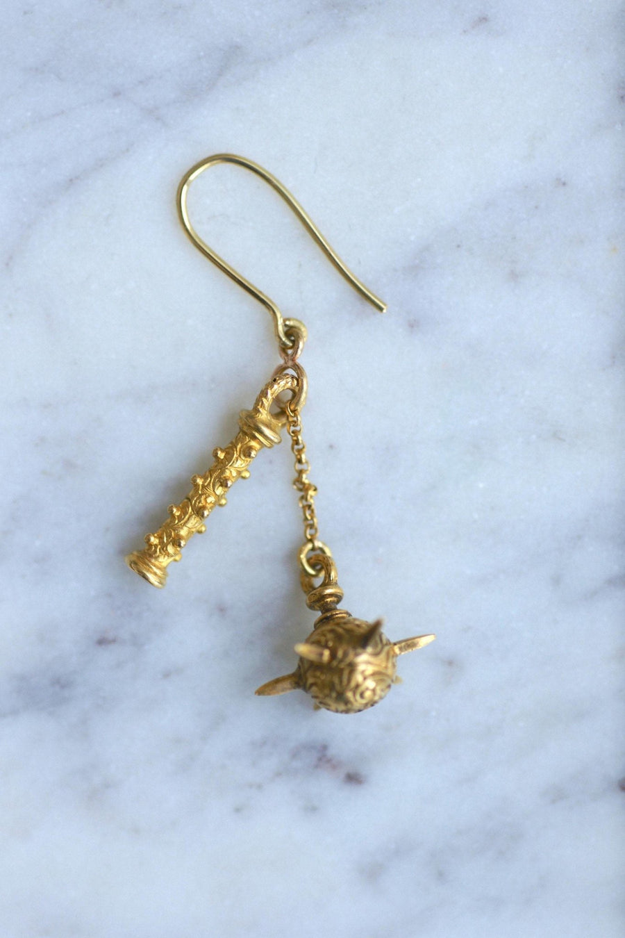 Medieval gold flail earrings - Penelope Gallery