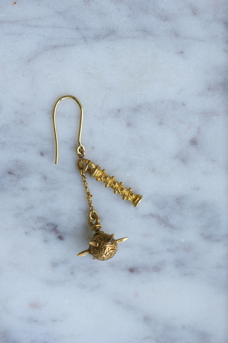 Medieval gold flail earrings - Penelope Gallery