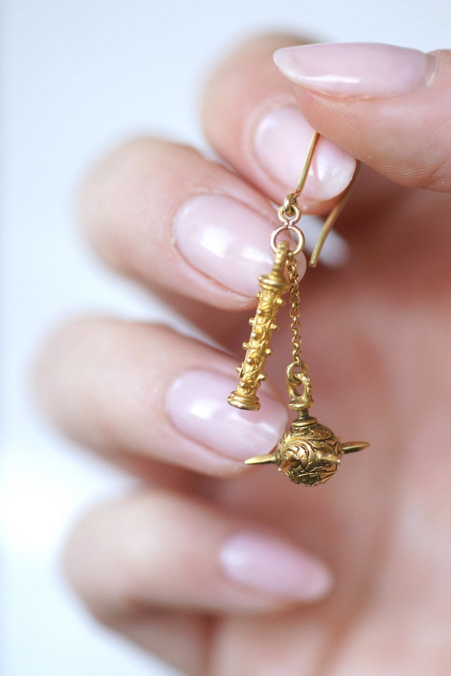 Medieval gold flail earrings - Penelope Gallery
