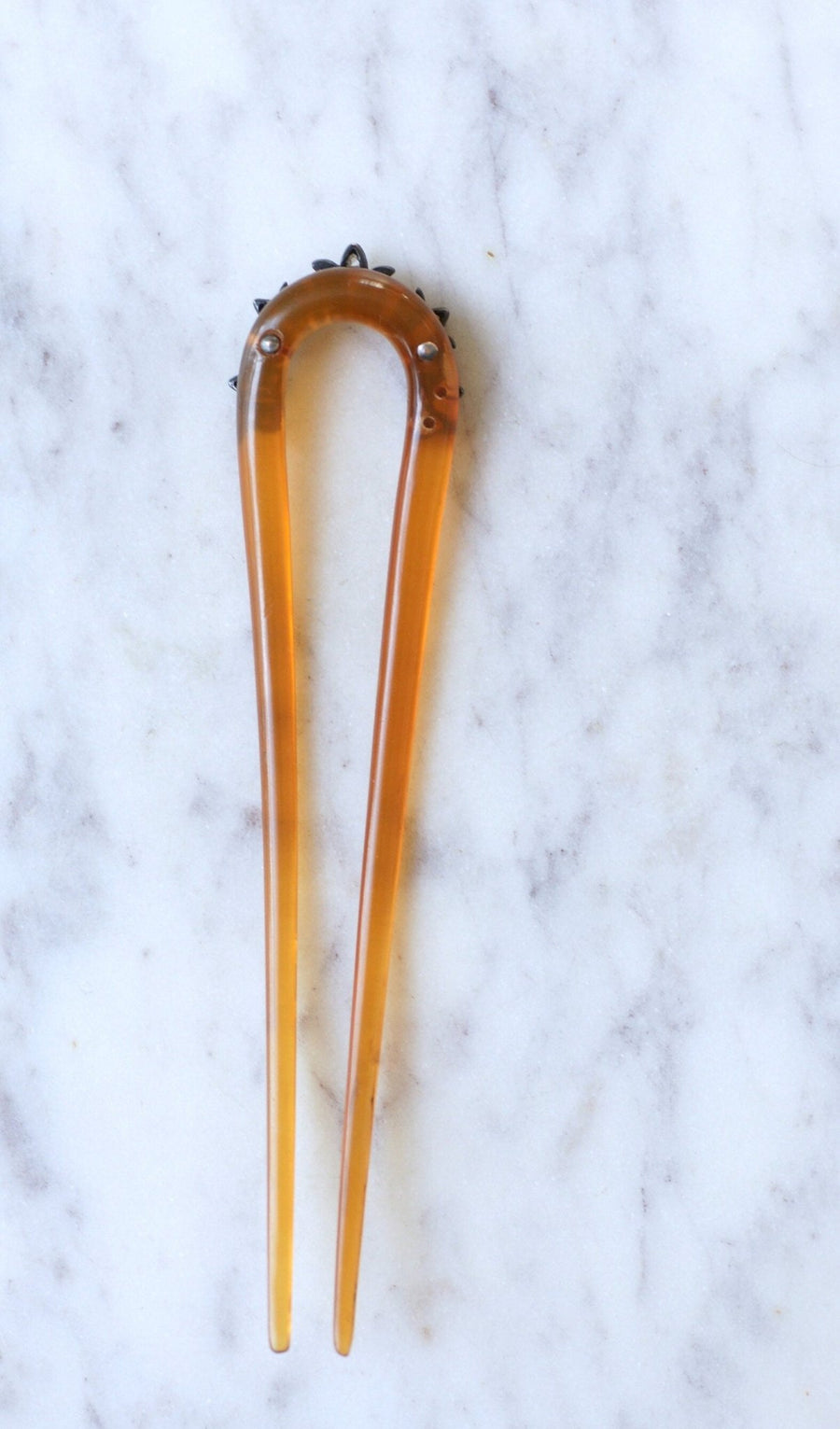 Antique comb, wedding hairpin, Diamonds and silver on horn - Penelope Gallery