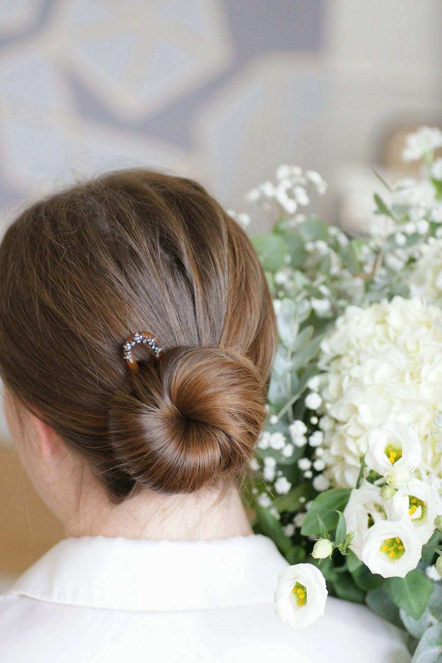 Antique comb, wedding hairpin, Diamonds and silver on horn - Penelope Gallery