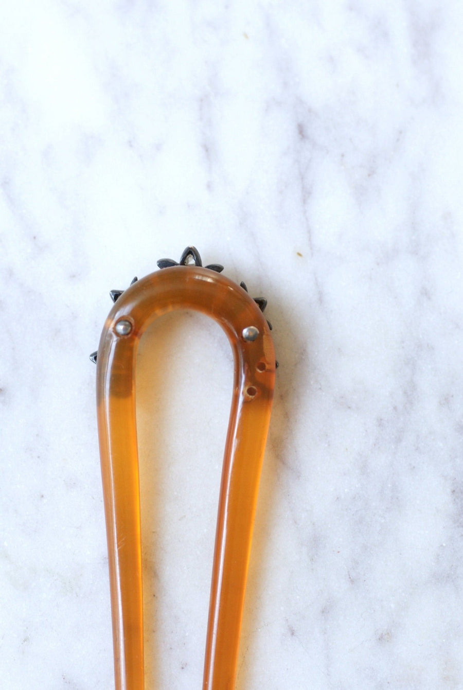 Antique comb, wedding hairpin, Diamonds and silver on horn - Penelope Gallery