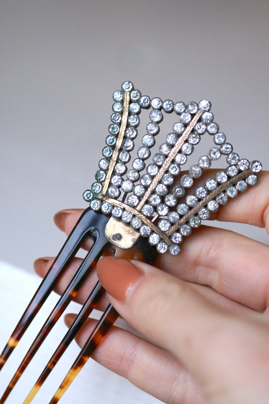 Antique comb, wedding hairpin, rhinestones and tortoise shell - Galerie Pénélope