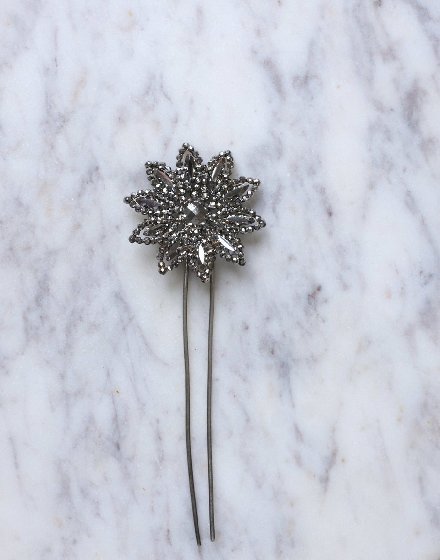 Antique steel tip flower comb - Penelope Gallery