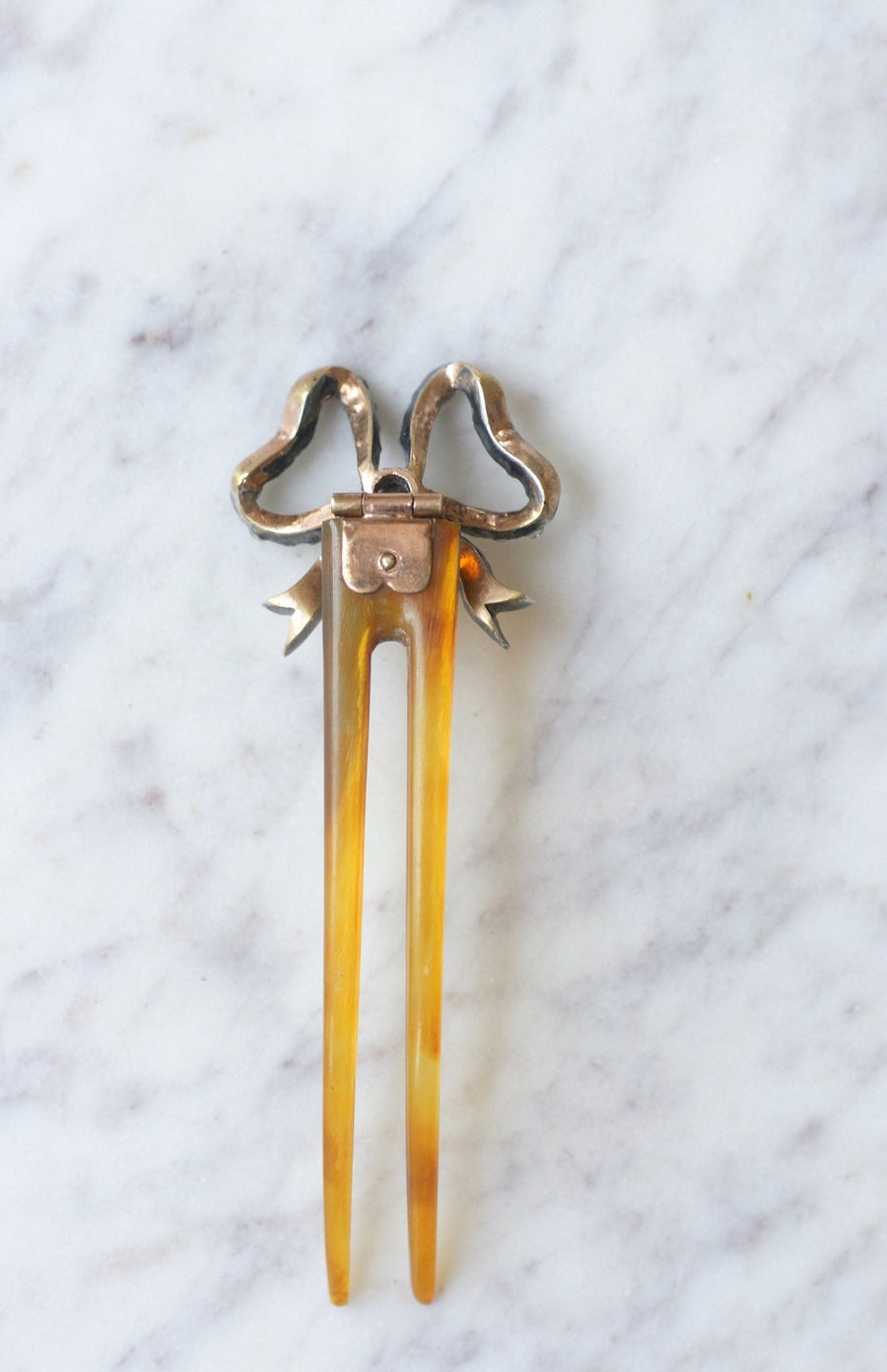 Antique knot comb, Rhine stones on horn - Penelope Gallery