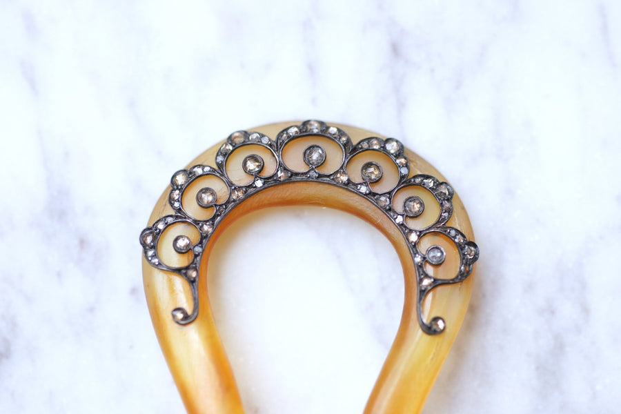 Silver and diamonds comb, Circa 1900, Belle Epoque - Galerie Pénélope