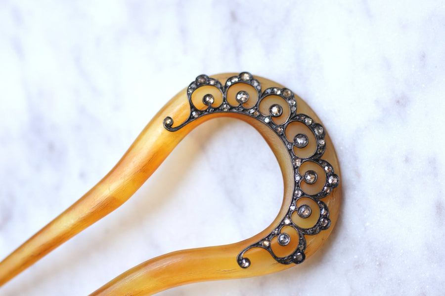 Silver and diamonds comb, Circa 1900, Belle Epoque - Galerie Pénélope