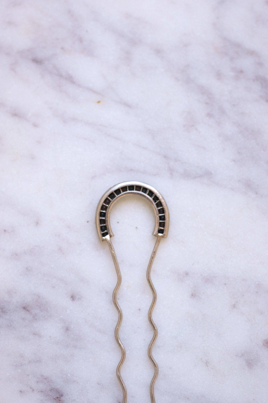 Comb, hairpin, Art Deco, diamond and onyx on platinum - Penelope Gallery