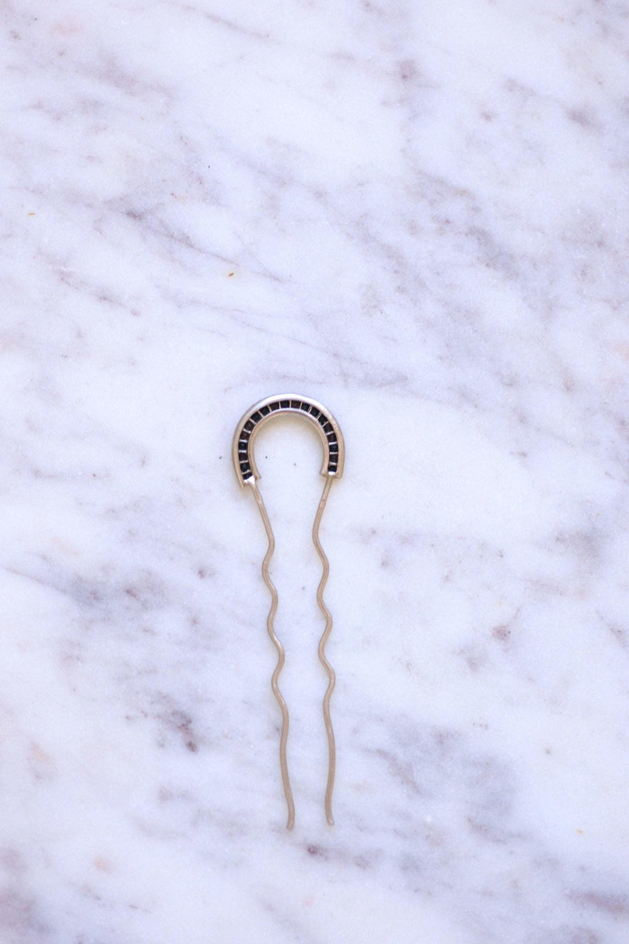 Comb, hairpin, Art Deco, diamond and onyx on platinum - Penelope Gallery