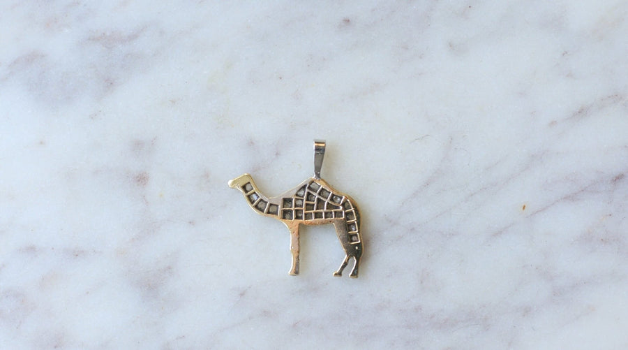 Antique camel pendant with diamonds, gold and silver - Penelope Gallery