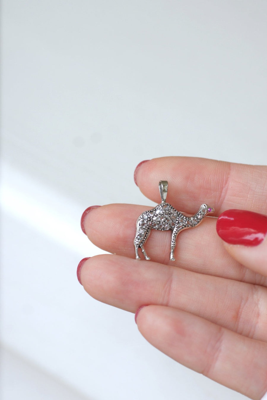 Antique camel pendant with diamonds, gold and silver - Penelope Gallery