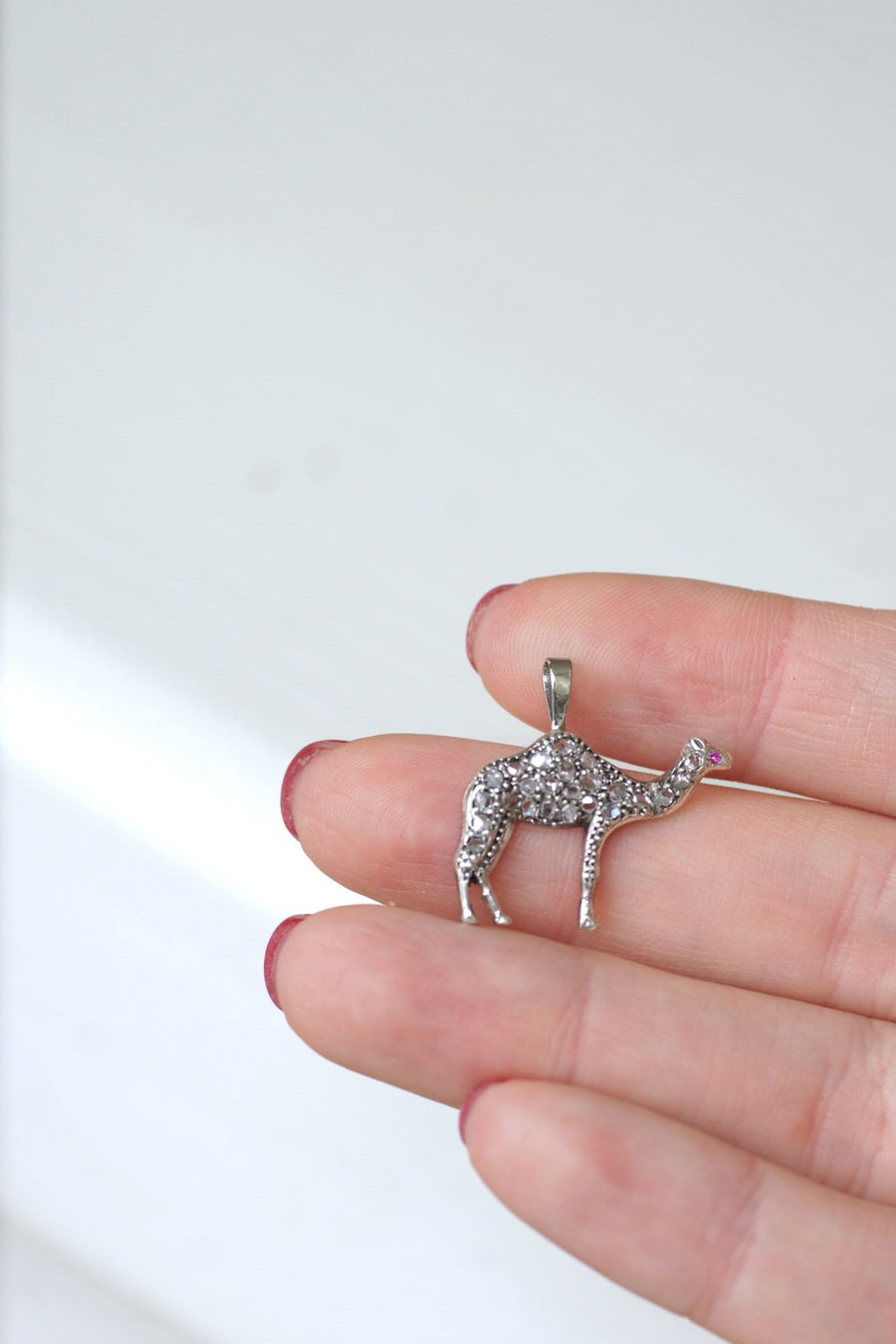 Antique camel pendant with diamonds, gold and silver - Penelope Gallery