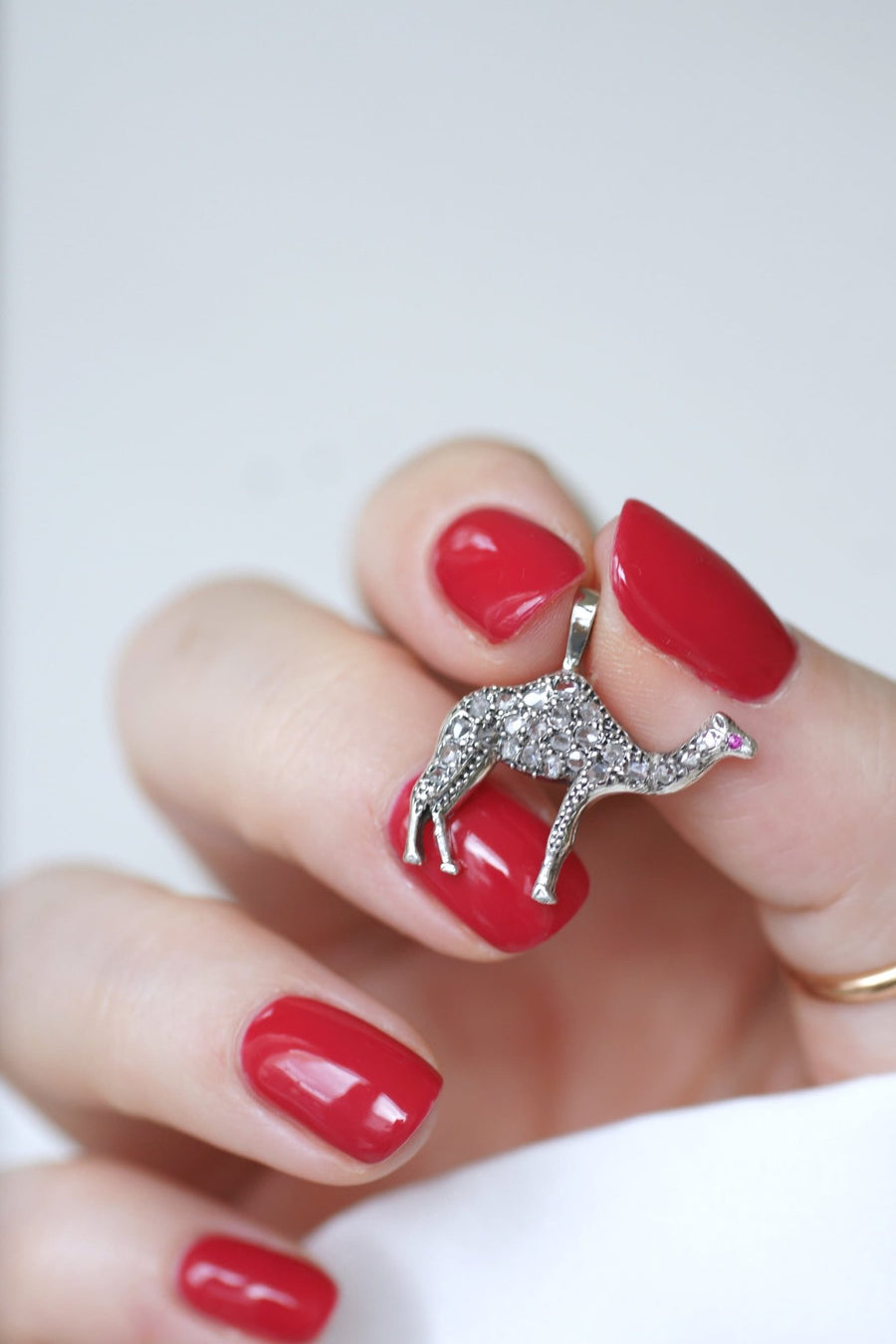 Antique camel pendant with diamonds, gold and silver - Penelope Gallery