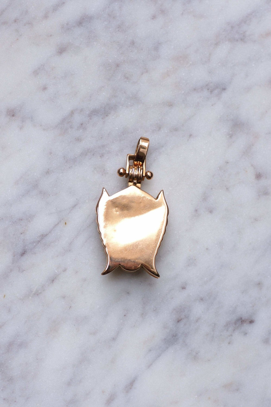 Antique Faun, Pan, Devil, Pink Gold and Diamond Pendant - Galerie Pénélope