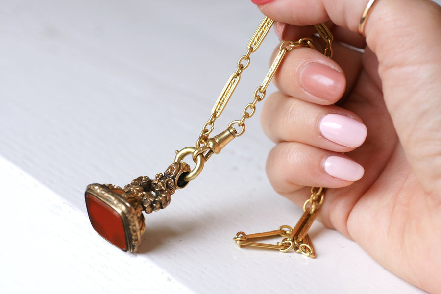 Antique seal seal pendant in pomponne and carnelian - Galerie Pénélope