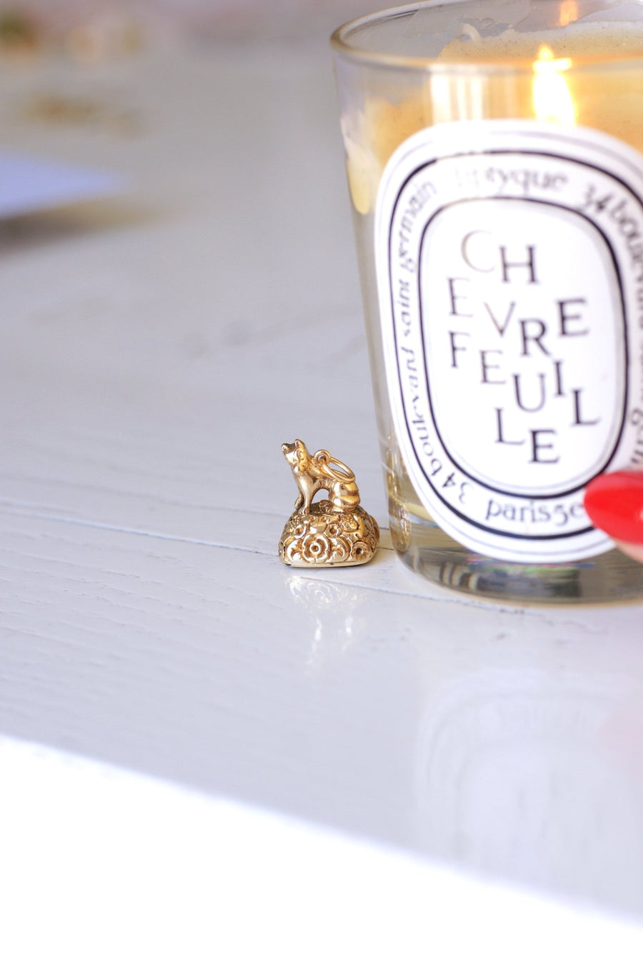 Antique Fox seal gold pendant with sardony intaglio - Galerie Pénélope